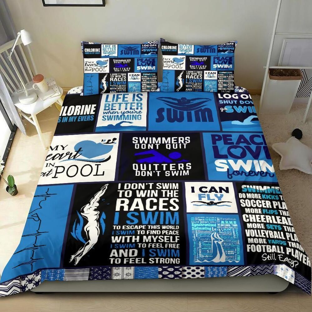 Peace Love Swim Forever Bedding Set Bedroom Decor peace love swim forever bedding set bedroom decor 2528