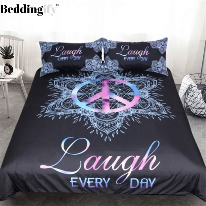 Peace Symbol Laugh Every Day Duvet Cover Bedding Set peace symbol laugh every day duvet cover bedding set 4508