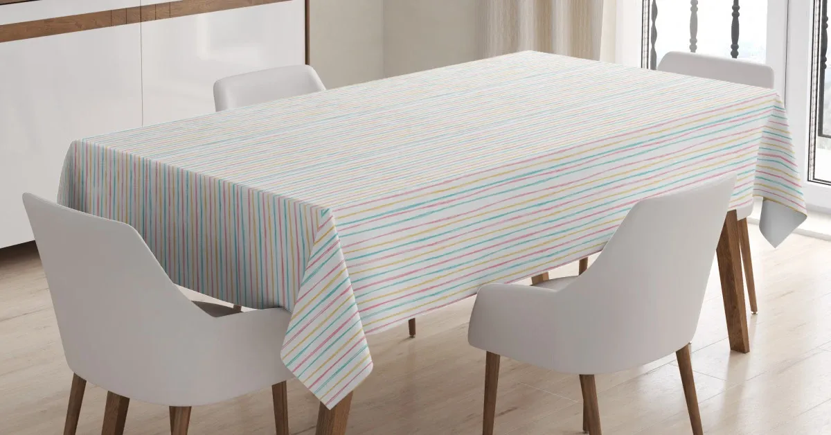 pencil drawn fun stripes 3d printed tablecloth table decor 5491