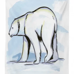 pencil sketch polar bear 3d printed tablecloth table decor 8687