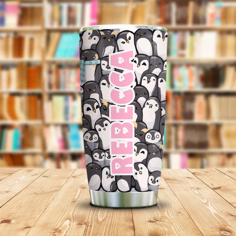 Penguin Size Doodle Personalized Stainless Steel Tumbler penguin size doodle personalized stainless steel tumbler 4335