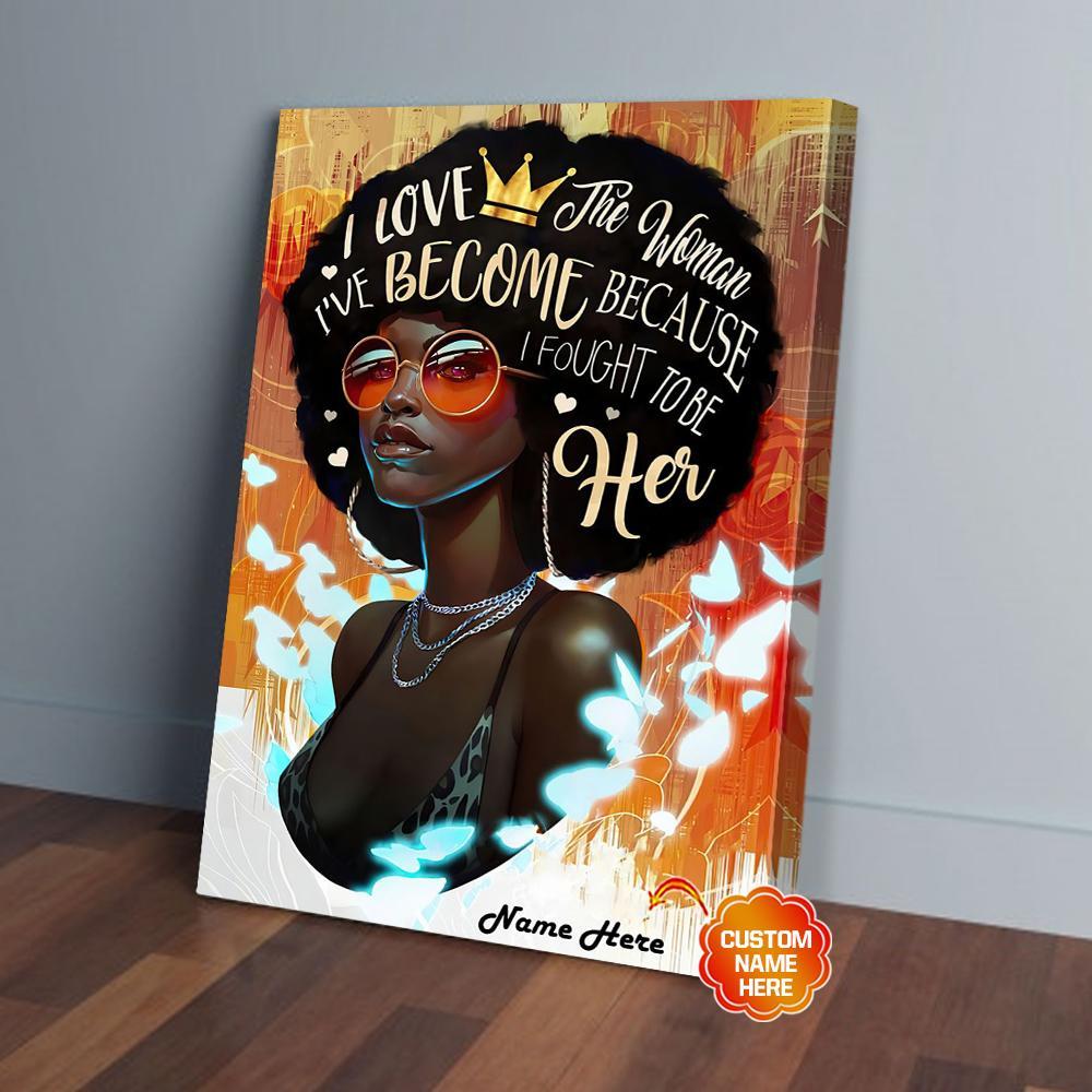personalized african american women canvas wall art i love the women 7025