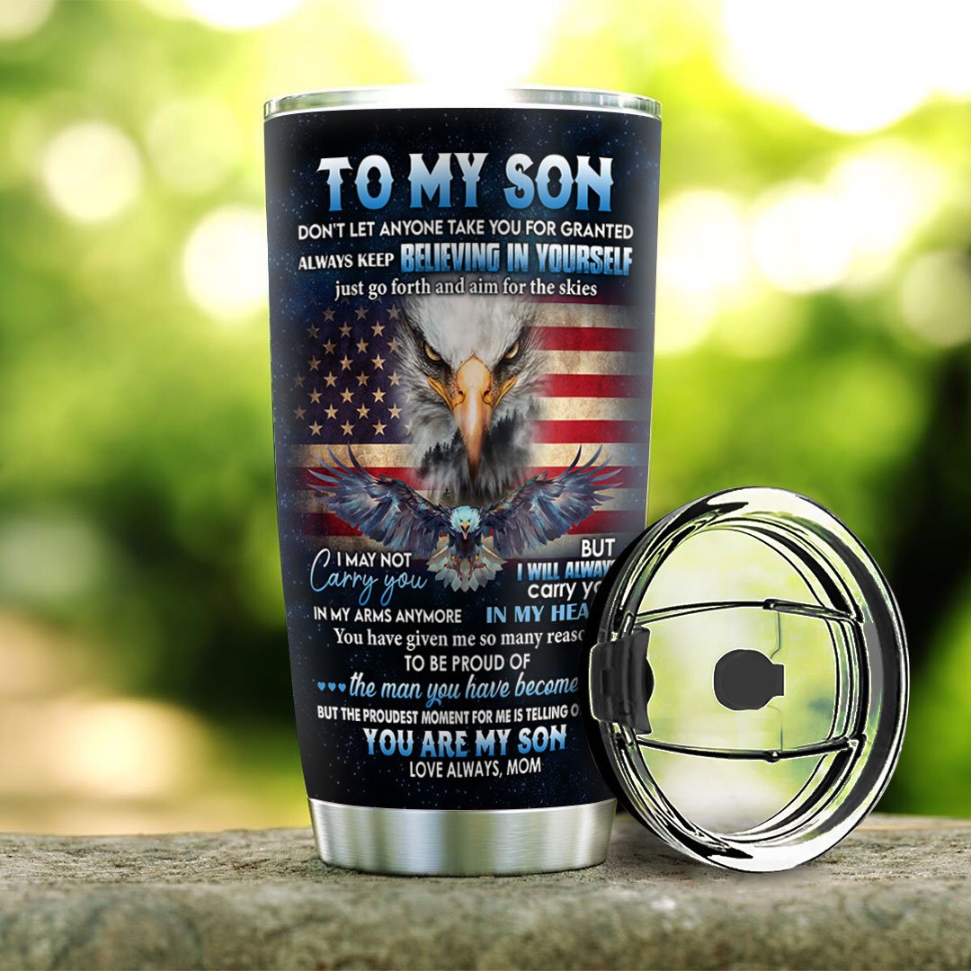 Personalized American Eagle Mom To Son Stainless Steel Tumbler personalized american eagle mom to son stainless steel tumbler 8773