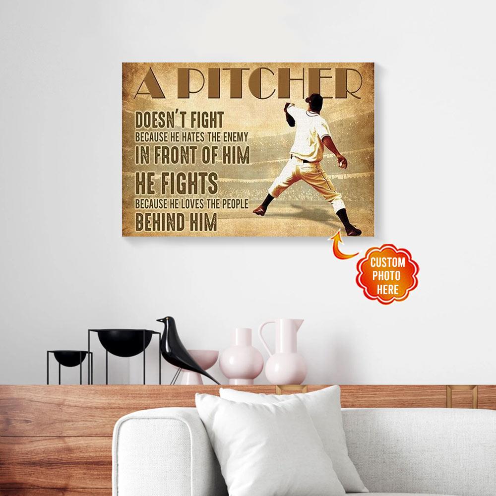 personalized baseball pitcher canvas wall art a pitcher doesnt fight 8251