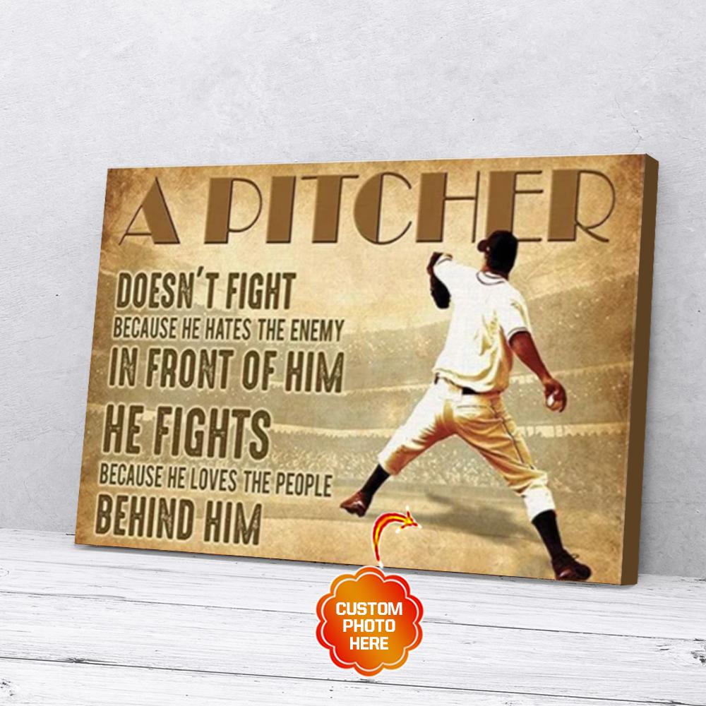 personalized baseball pitcher canvas wall art a pitcher doesnt fight 8637
