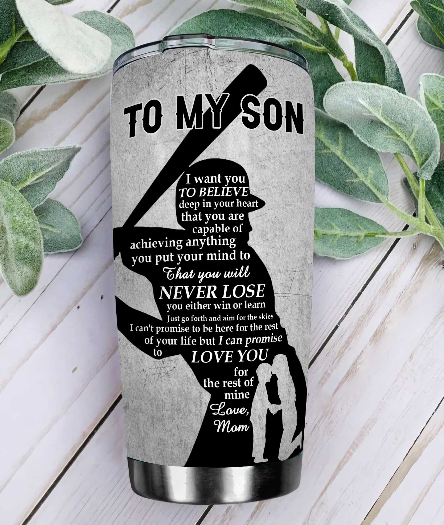 personalized baseball son and mom stainless steel tumbler 5250