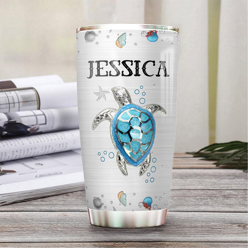 Personalized Beach Turtle Stainless Steel Tumbler personalized beach turtle stainless steel tumbler 2423