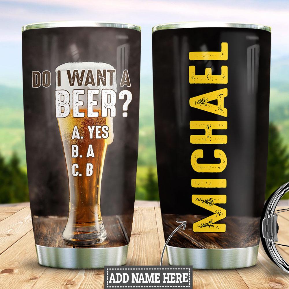 personalized beer question stainless steel tumbler 6499