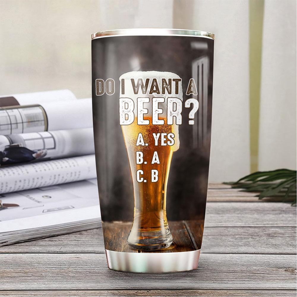personalized beer question stainless steel tumbler 8745