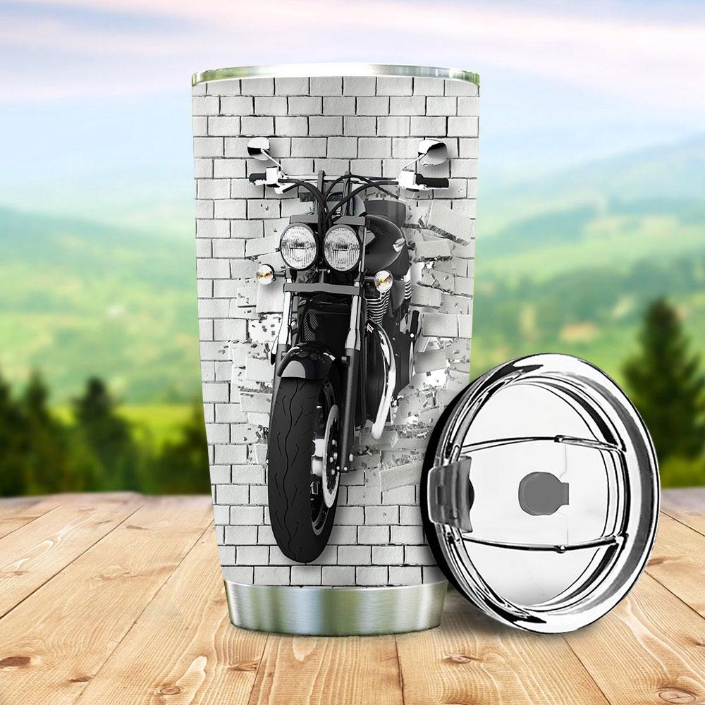 Personalized Biker Break Through Stainless Steel Tumbler personalized biker break through stainless steel tumbler 2284