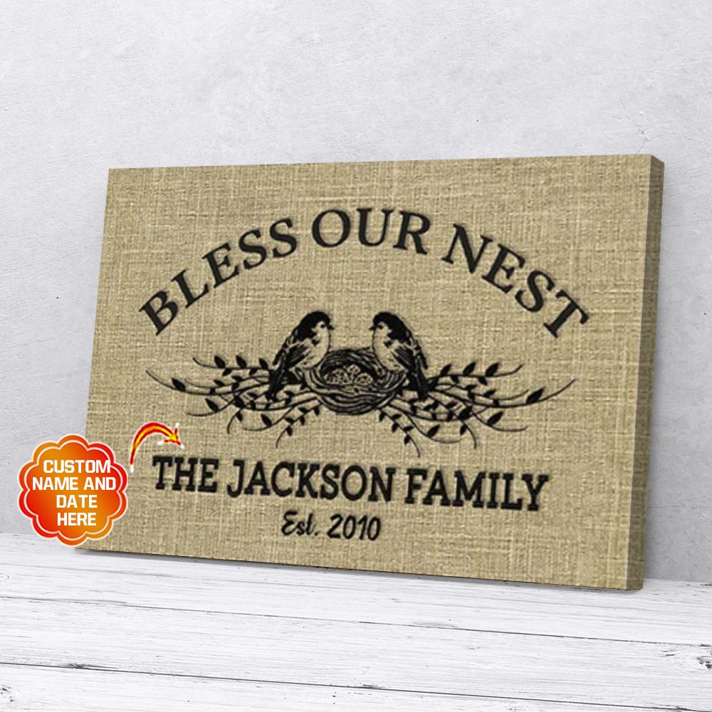 Personalized Bless Our Nest Bird Couples Family Canvas Prints - Wall Art Decor personalized bless our nest bird couples family canvas prints wall art decor 2169