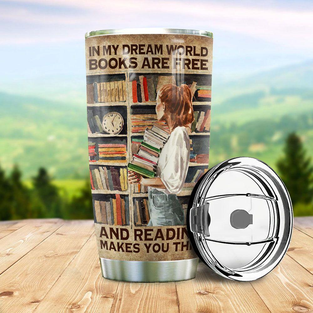 personalized book lover world stainless steel tumbler 7606