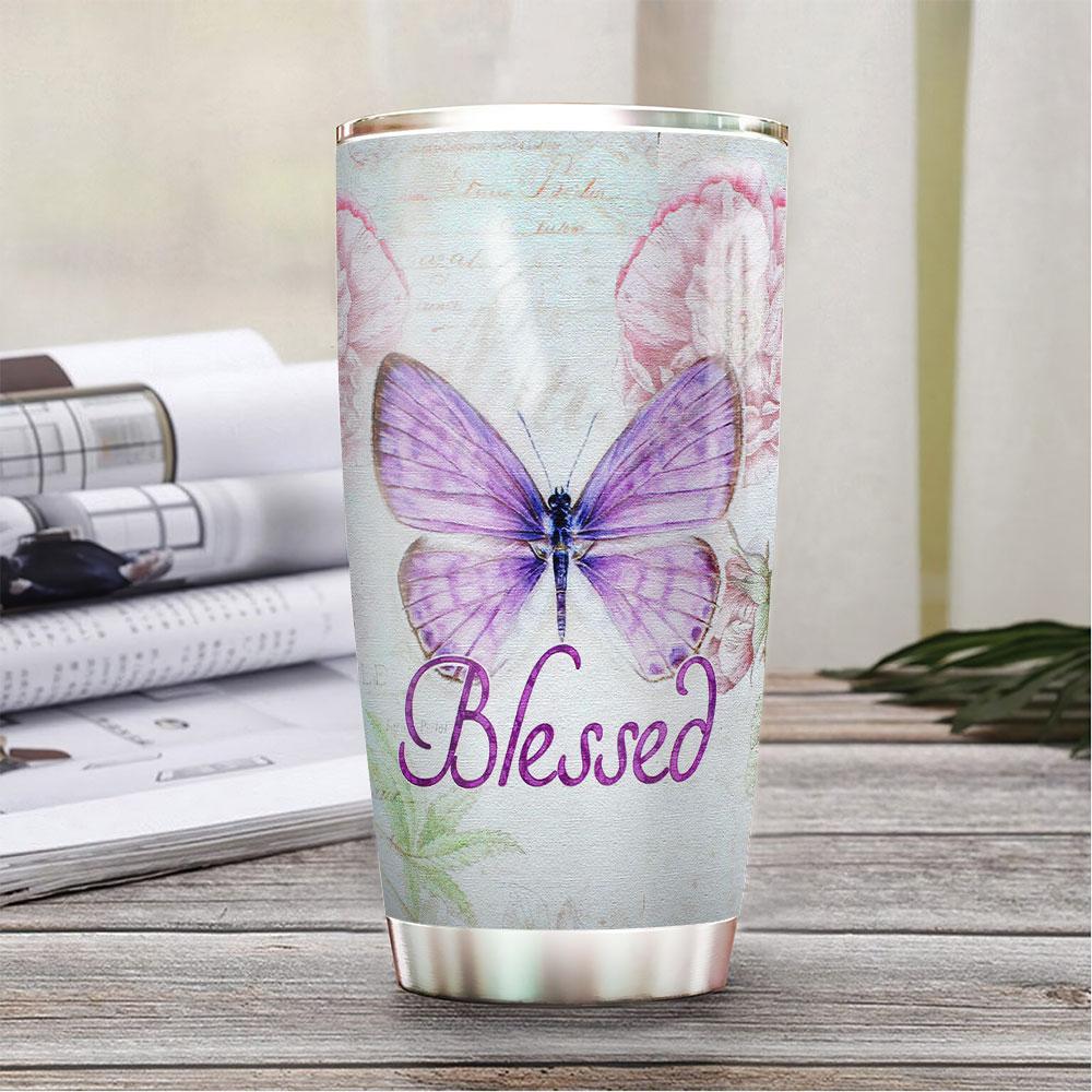 personalized butterfly blessed stainless steel tumbler 3361