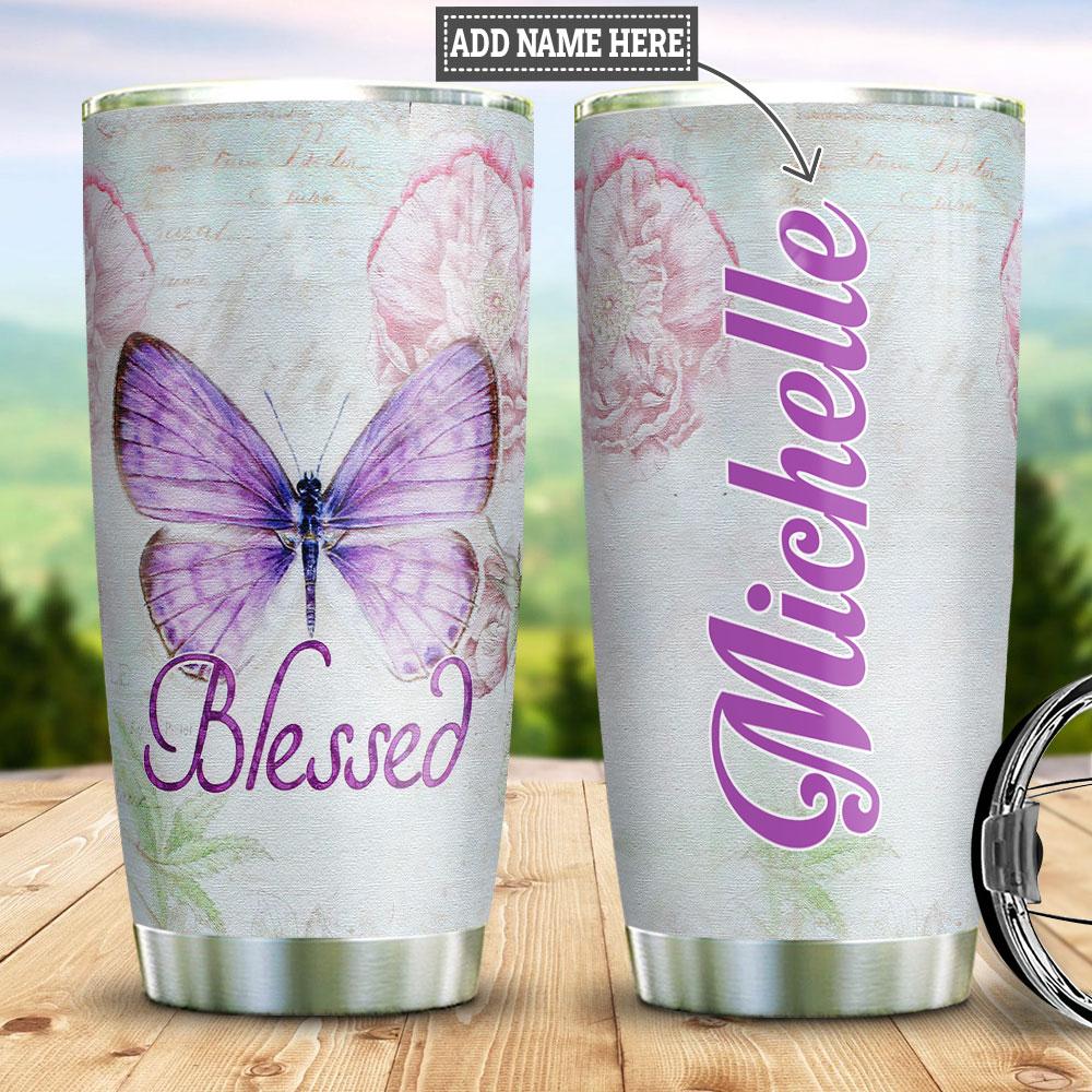 personalized butterfly blessed stainless steel tumbler 3637