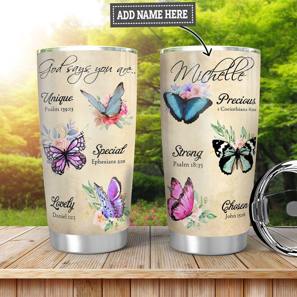 Personalized Butterfly Faith Stainless Steel Tumbler personalized butterfly faith stainless steel tumbler 8398
