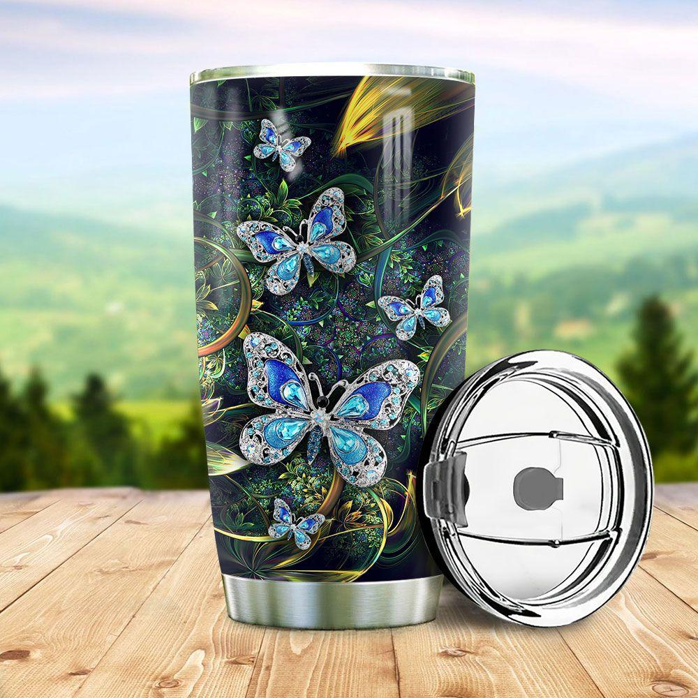 personalized butterfly jewelry stainless steel tumbler 3325