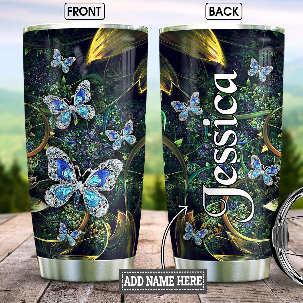 personalized butterfly jewelry stainless steel tumbler 6648
