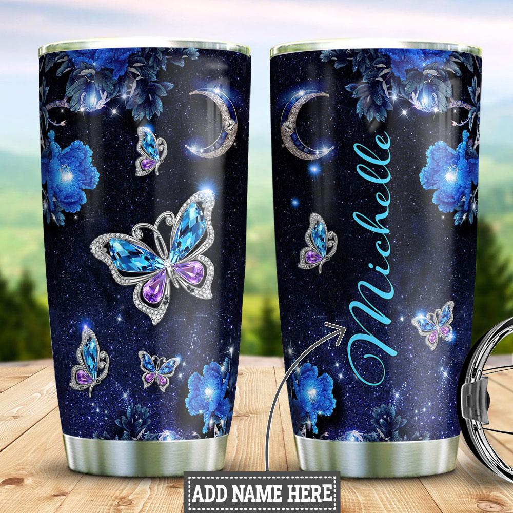 personalized butterfly jewelry style stainless steel tumbler 5582