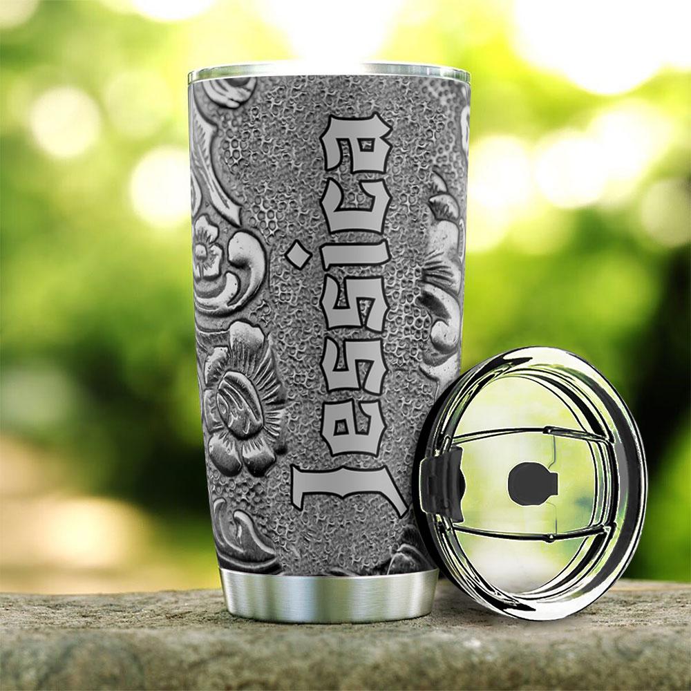 personalized butterfly silver style stainless steel tumbler 4002