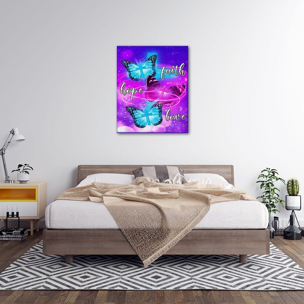 personalized canvas butterfly faith hope love motivational quotes canvas print wall art decor 2306
