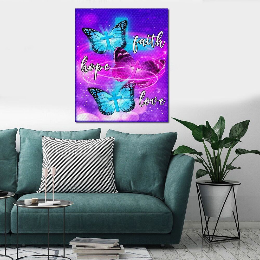 personalized canvas butterfly faith hope love motivational quotes canvas print wall art decor 5505