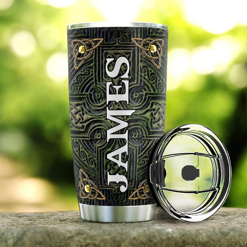 personalized celtic cross stainless steel tumbler 5166