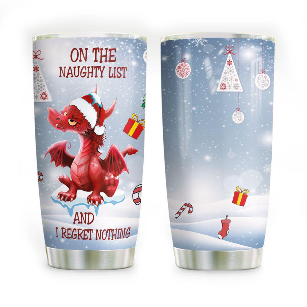 Personalized Christmas Naughty Dragon Stainless Steel Tumbler personalized christmas naughty dragon stainless steel tumbler 2563