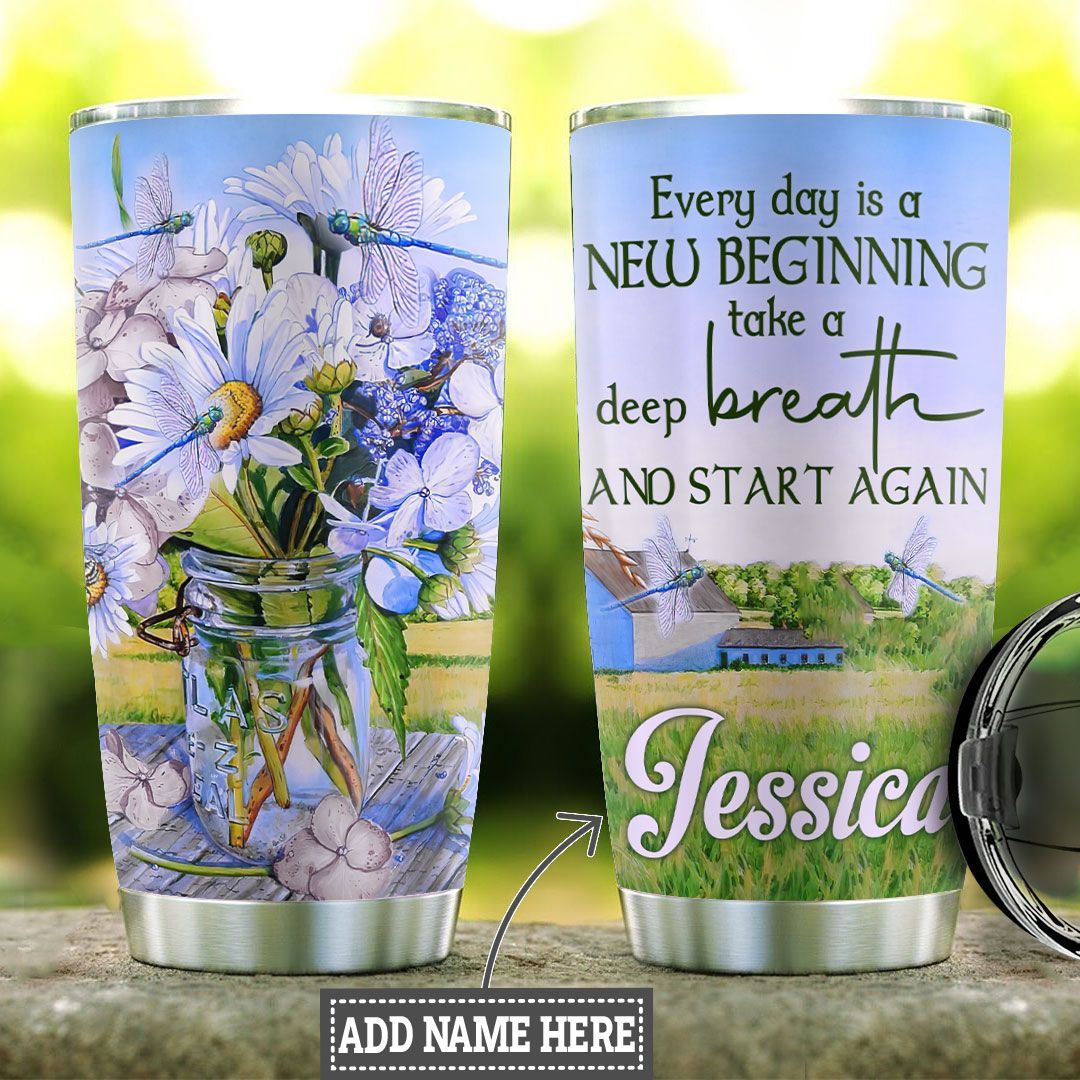 Personalized Daisy New Begining Stainless Steel Tumbler personalized daisy new begining stainless steel tumbler 1529
