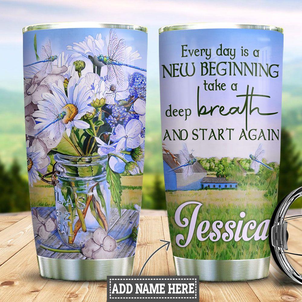 Personalized Daisy New Begining Stainless Steel Tumbler personalized daisy new begining stainless steel tumbler 8169