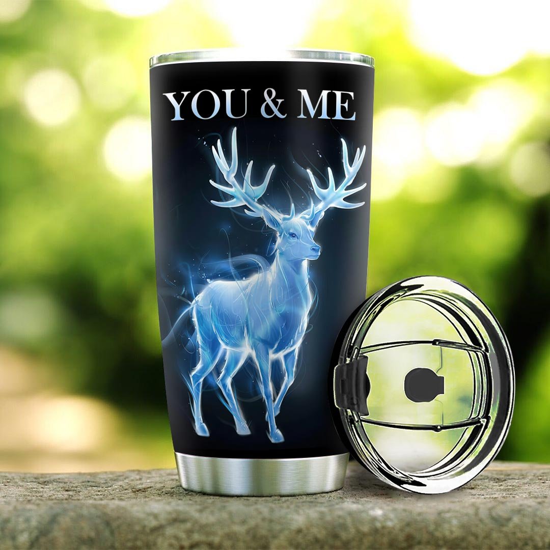 personalized deer couple stainless steel tumbler 4006