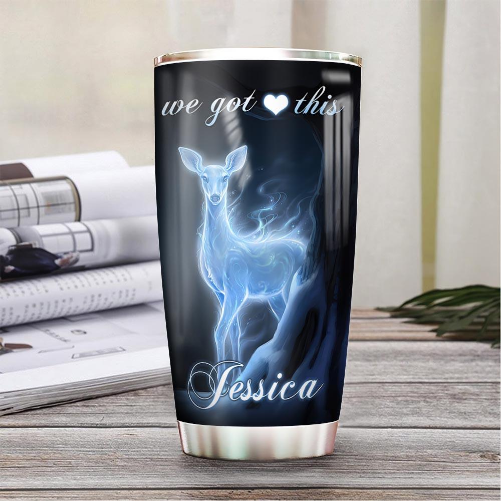 personalized deer couple stainless steel tumbler 6971