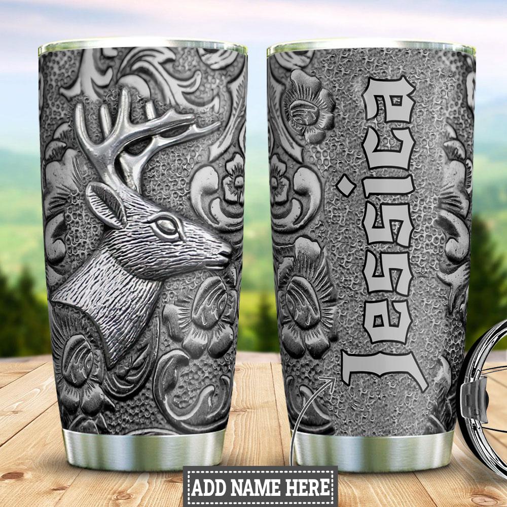 Personalized Deer Silver Style Stainless Steel Tumbler personalized deer silver style stainless steel tumbler 2784