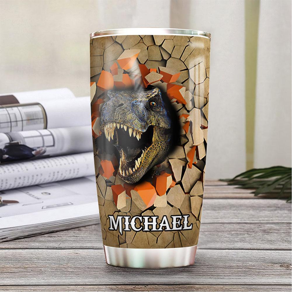 Personalized Dinosaur Break Through Stainless Steel Tumbler personalized dinosaur break through stainless steel tumbler 4891