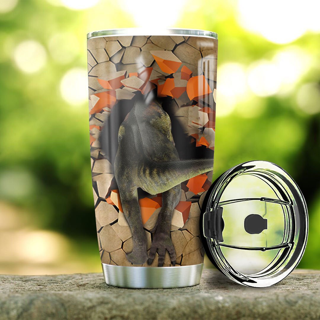 Personalized Dinosaur Break Through Stainless Steel Tumbler personalized dinosaur break through stainless steel tumbler 7822