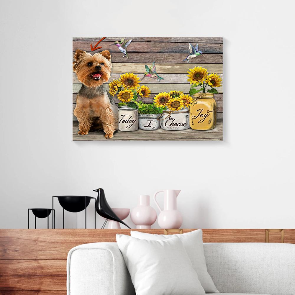 personalized dog hummingbirds sunflower canvas wall art today i choose joy 8330