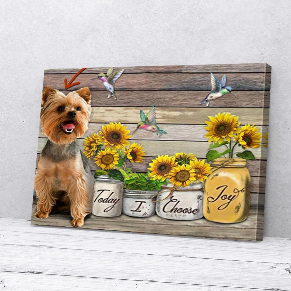 personalized dog hummingbirds sunflower canvas wall art today i choose joy 8442
