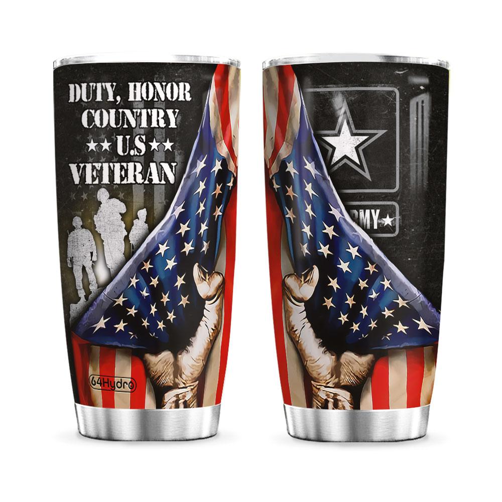 personalized duty honor country soldiers vet stainless steel tumbler 1276