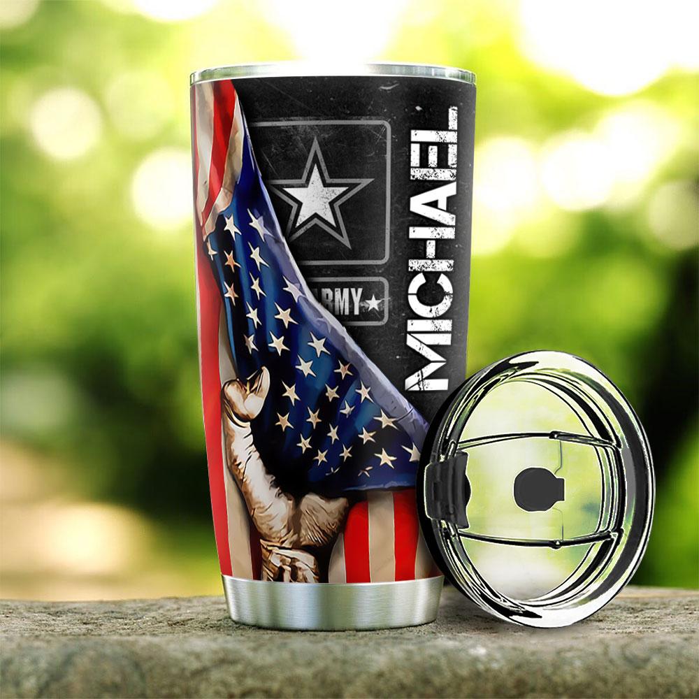 personalized duty honor country soldiers vet stainless steel tumbler 6175
