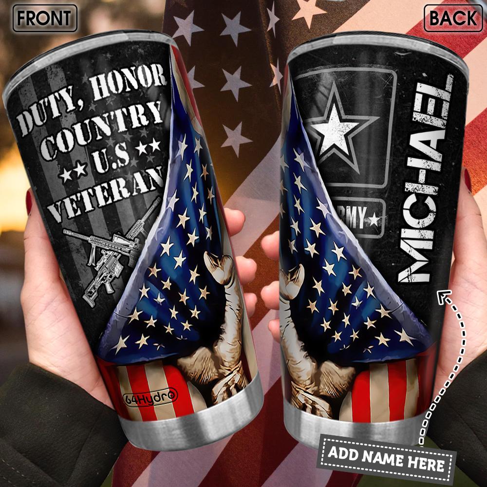 personalized duty honor country veteran vet stainless steel tumbler 4807