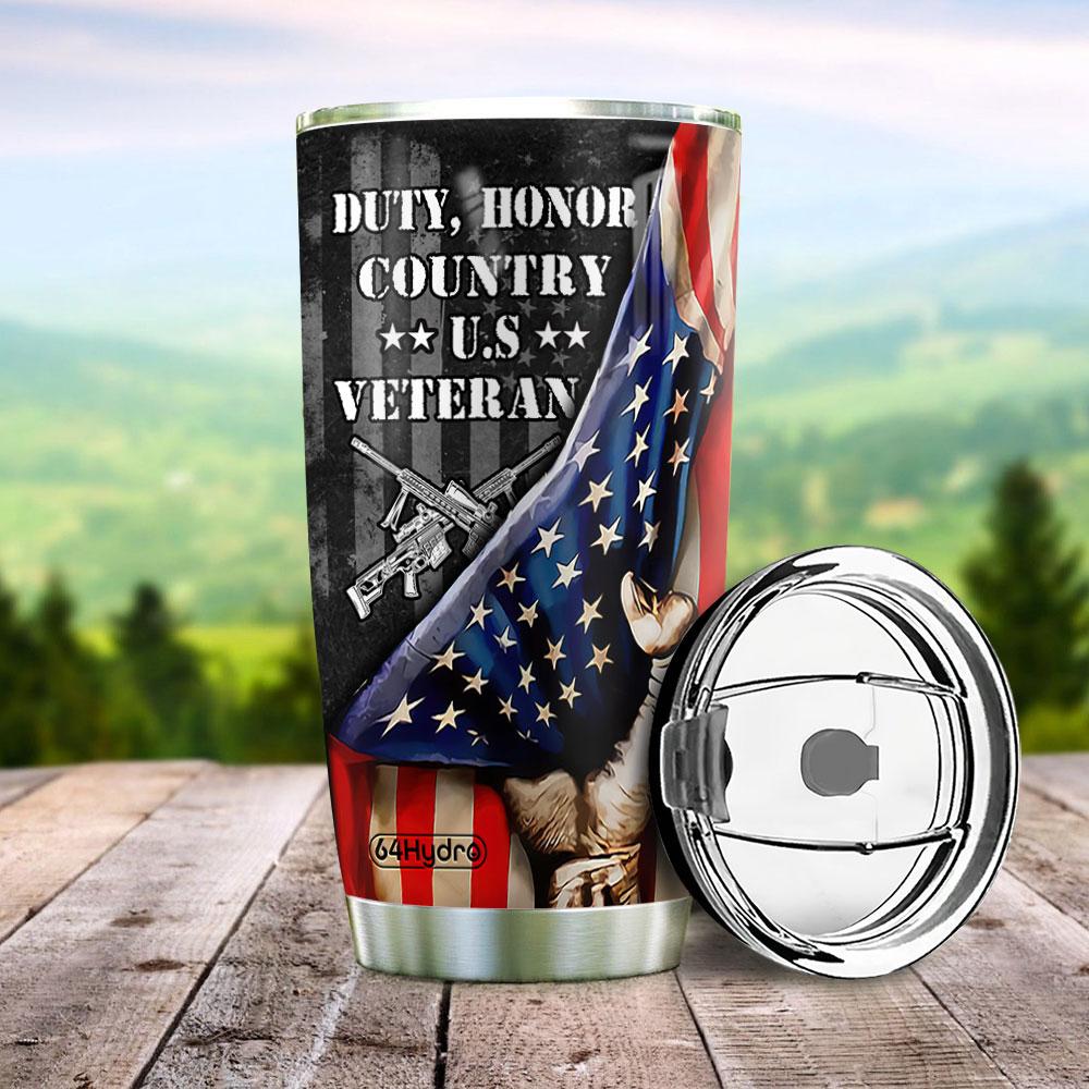 personalized duty honor country veteran vet stainless steel tumbler 6535