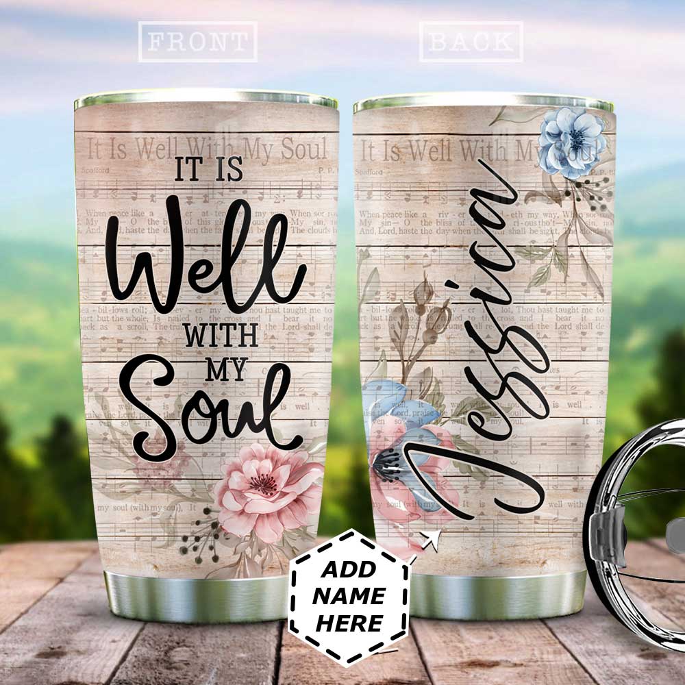 personalized faith well with my soul wooden style stainless steel tumbler 1663