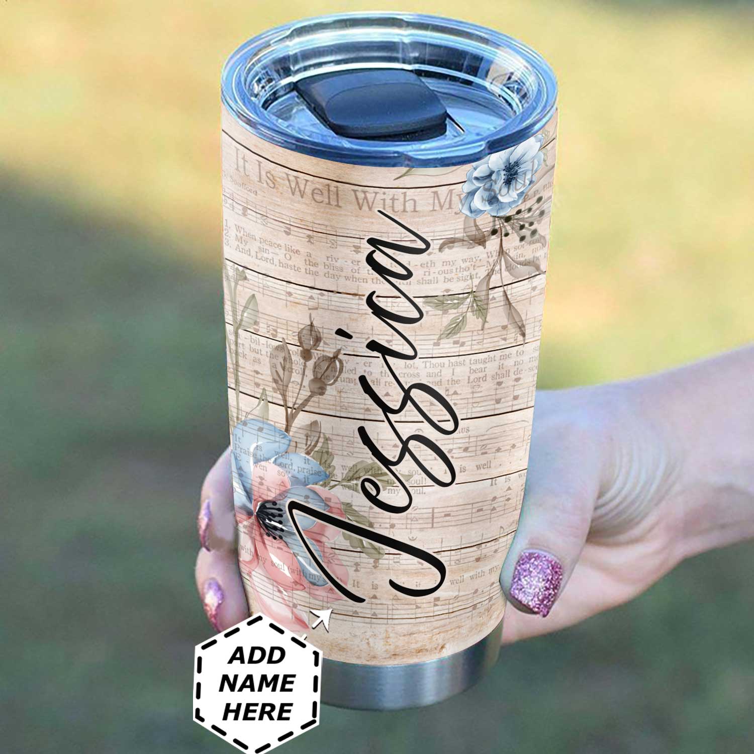 personalized faith well with my soul wooden style stainless steel tumbler 1758