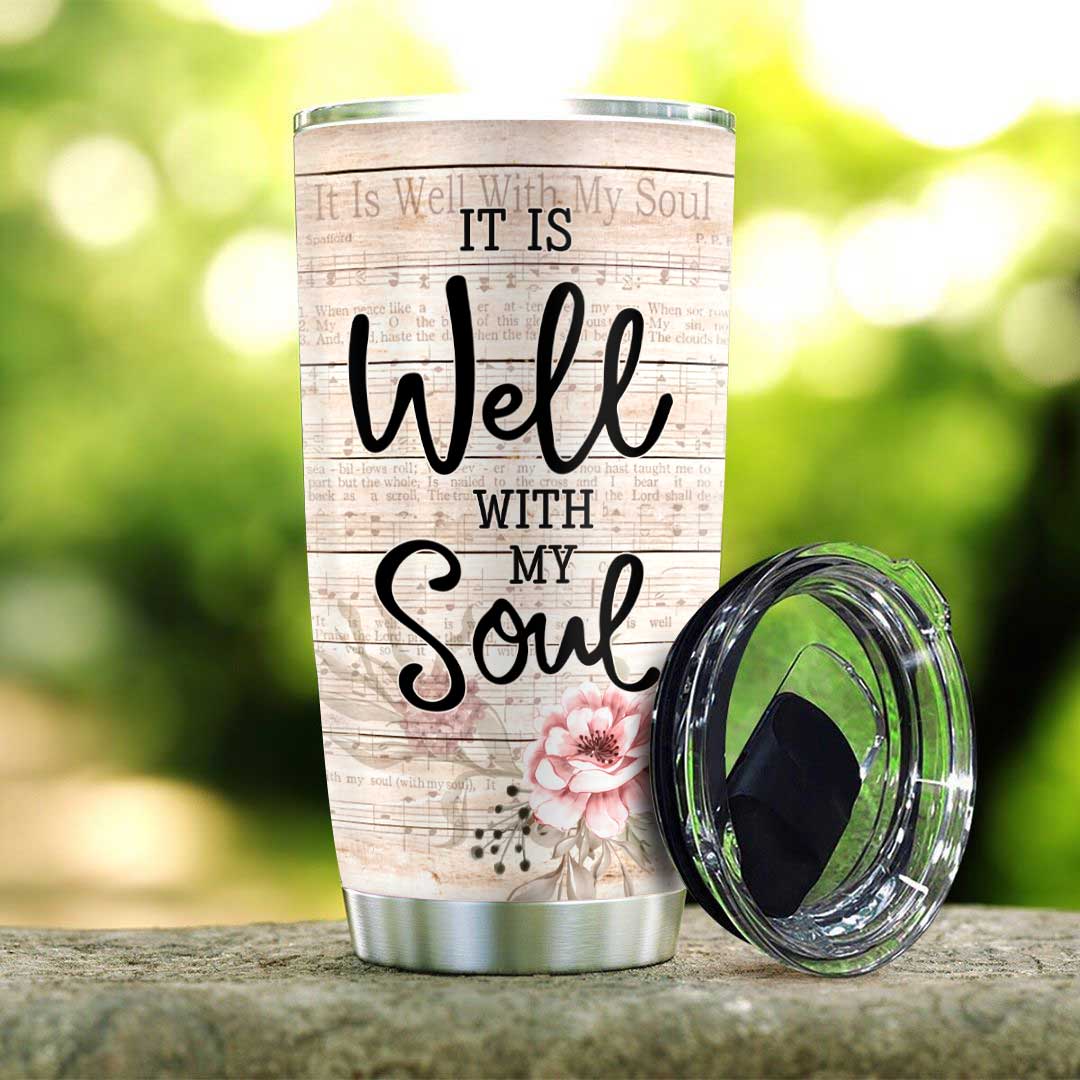 personalized faith well with my soul wooden style stainless steel tumbler 5205