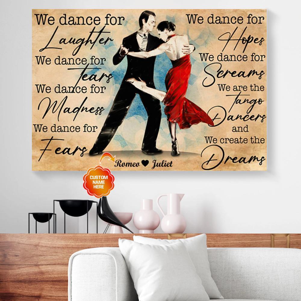 personalized gift for couple dacing tango canvas wall art we dance for 5197