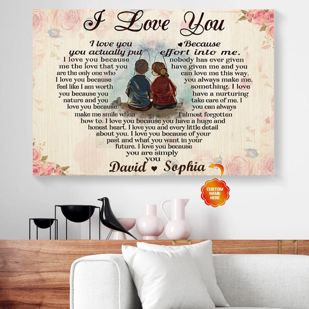 Personalized Gift For Couple Fishing Canvas Wall Art I Love You personalized gift for couple fishing canvas wall art i love you 3365