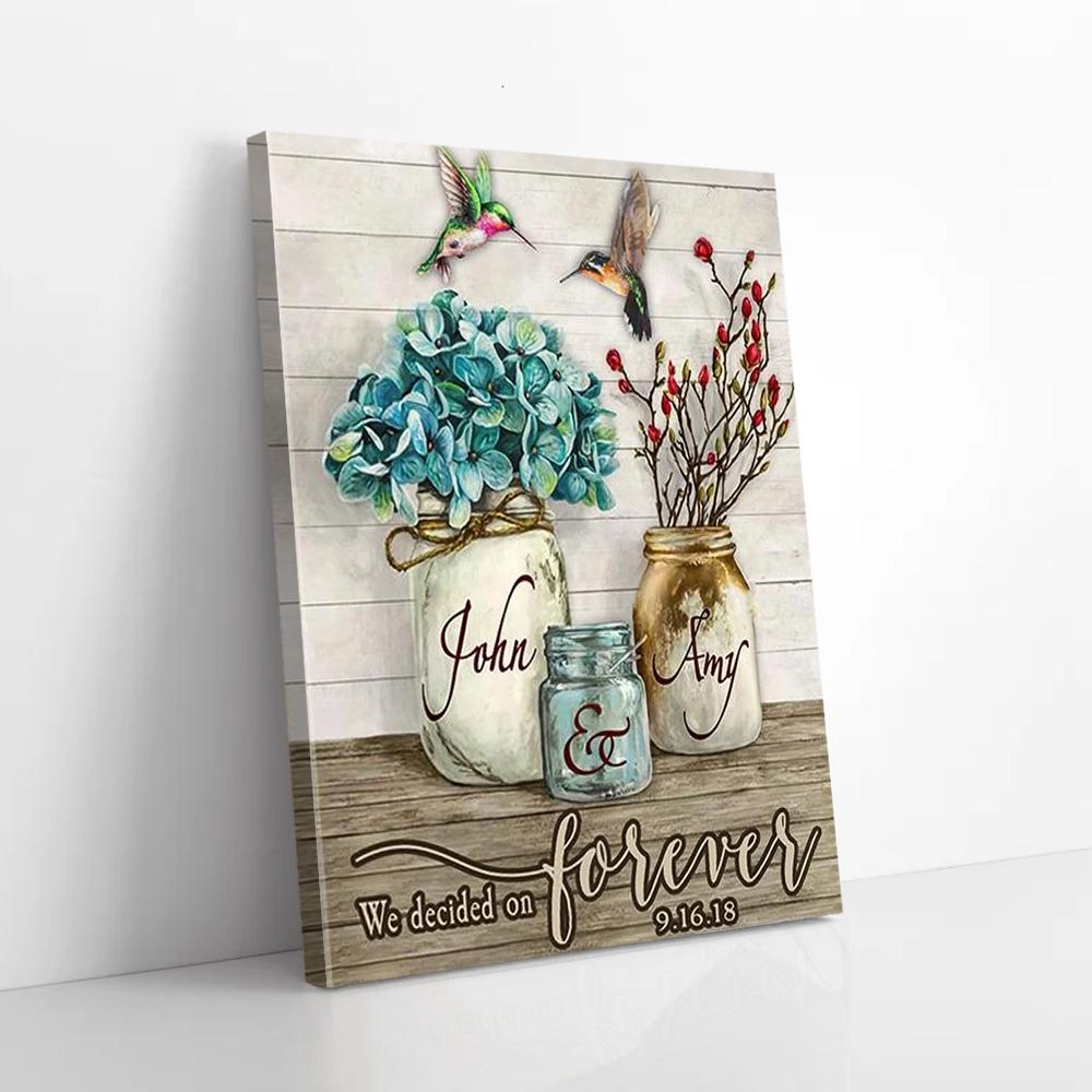 personalized gift for couple hummingbird canvas wall art we decided on forever 7882