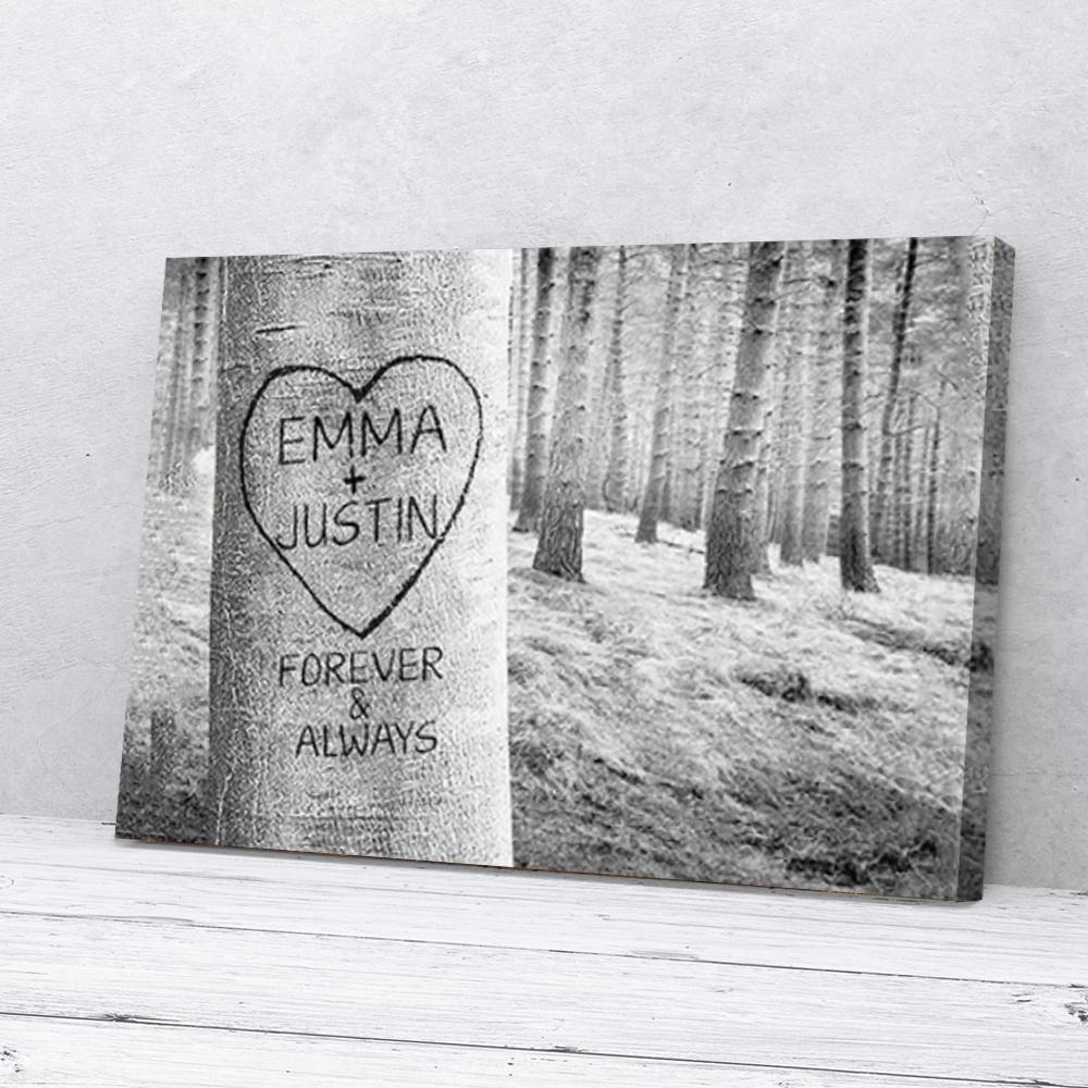 personalized gift for couple tree forest canvas wall art 7144