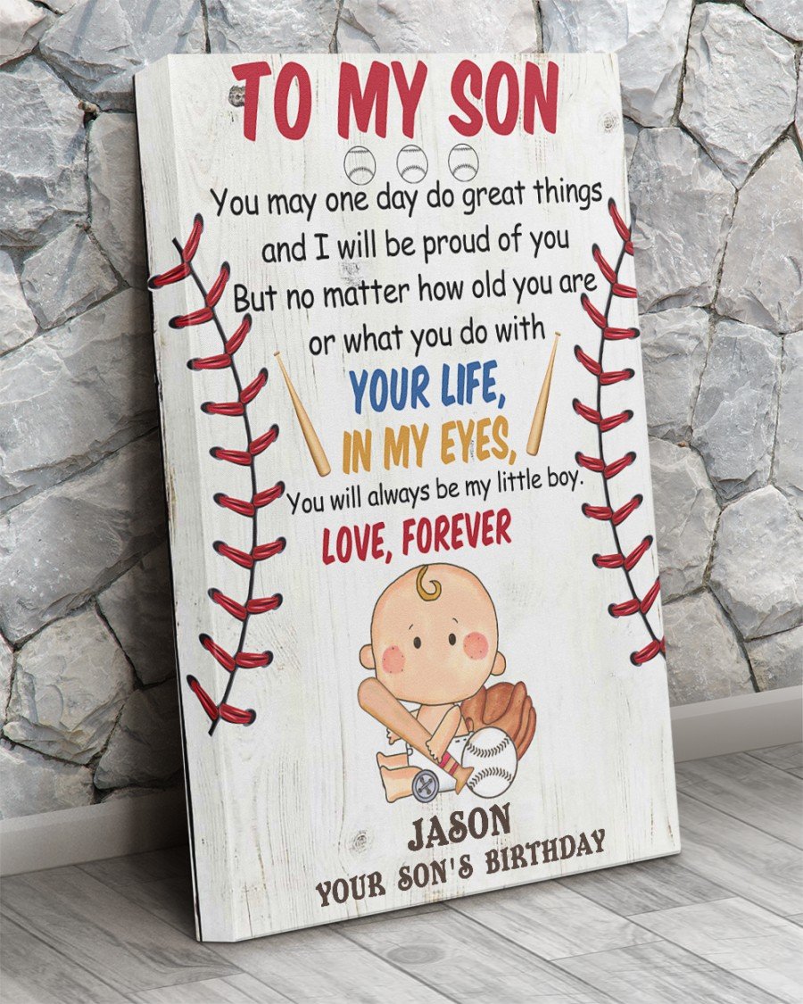 personalized gift for son baseball canvas wall art you may one day 5578