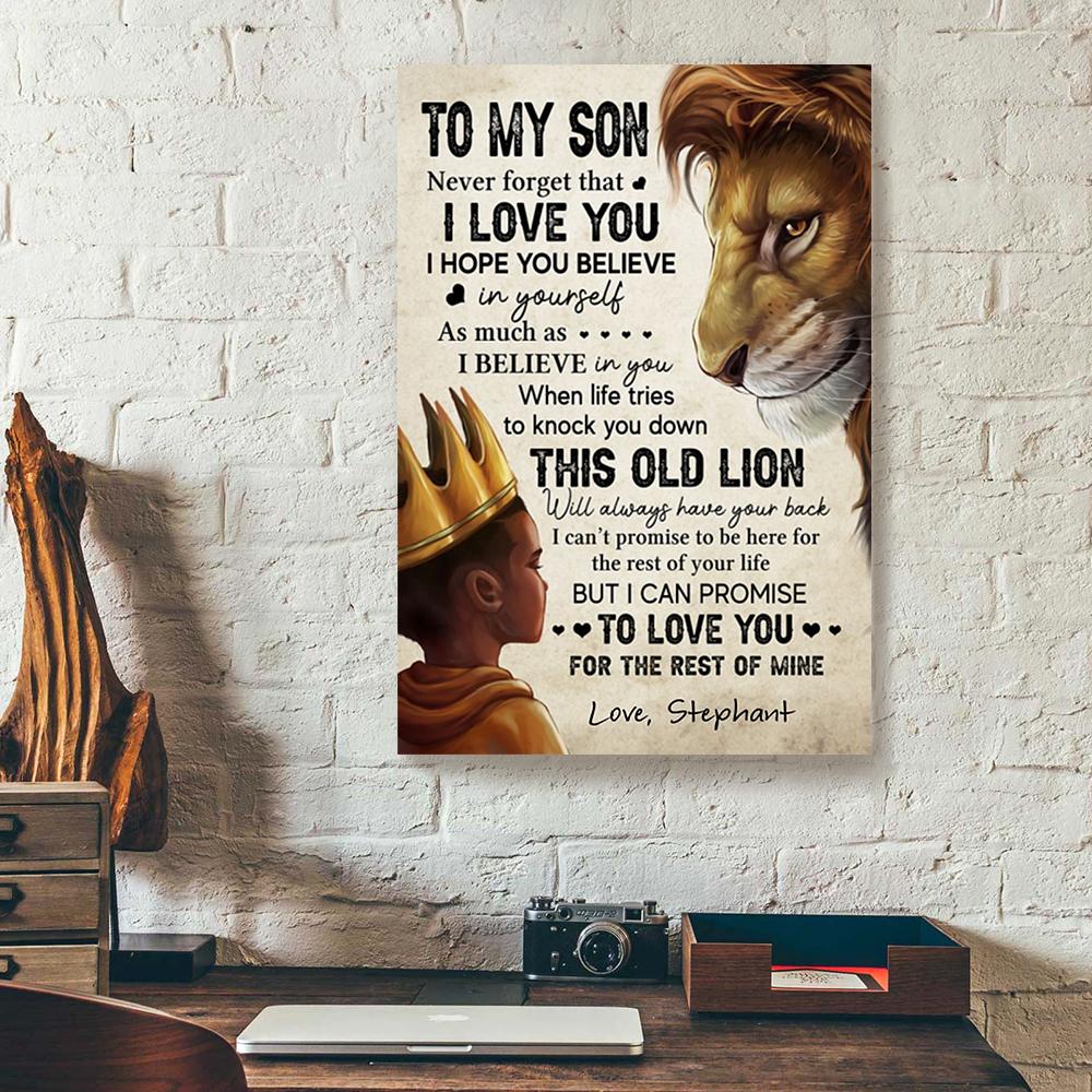 personalized gift for son form dad lion canvas wall art never forget that 2683