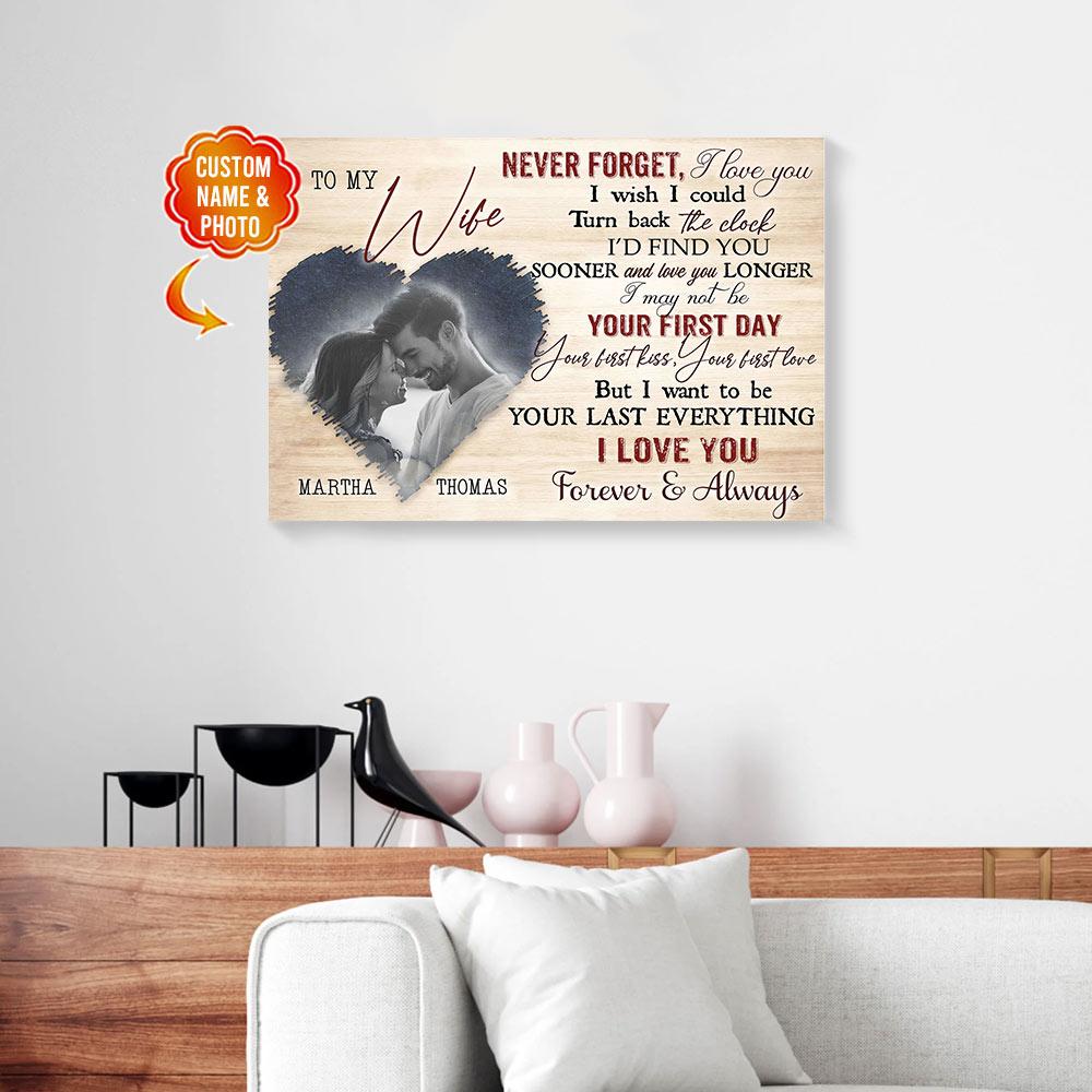 personalized gift for wife from husband canvas wall art never forget i love you 2461